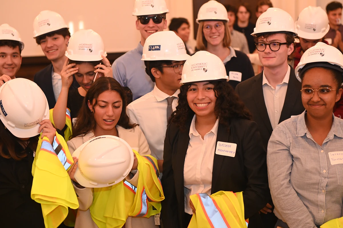Students at Hard Hat Ceremony